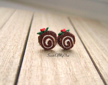Yule Log Slices - Stud Earrings